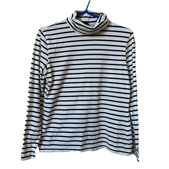 Saint James for J. Crew Turtleneck Womens M/38 Stripe Black Long Sleeve Nautical - Picture 2 of 11